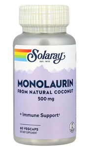 Монолаурін, Monolaurin, Solaray, 500 мг, 60 капсул