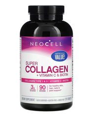 Колаген + вітамін С та біотин, Super Collagen, + Vitamin C & Biotin, NeoCell, супер, 270 таблеток