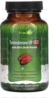 Повышение уровня тестостерона с бустером оксида азота, Testosterone UP Red, Irwin Naturals, 32 капсулы