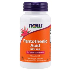 Пантотеновая кислота, Pantothenic Acid, Now Foods, 500 мг, 100 капсул