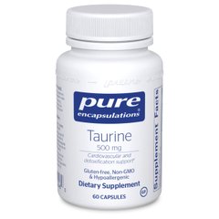 Таурин, Taurine, Pure Encapsulations, 500 мг, 60 капсул