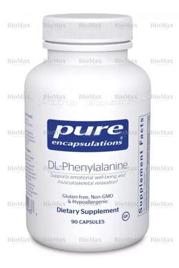 DL-фенілаланін, DL-Phenylalanine, Pure Encapsulations, 500 мг, 90 капсул