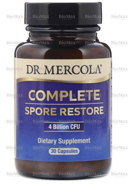 Лечебные грибы и пробиотики, Complete Spore Restore, Dr. Mercola, полное восстановление, 30 капсул