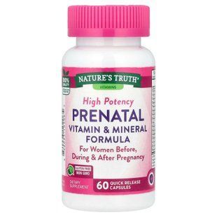 Вітаміни та мінералі пренатальні, Prenatal Vitamin & Mineral Formula, Nature's Truth, високоефективна формула, 60 капсул швидкого вивільнення