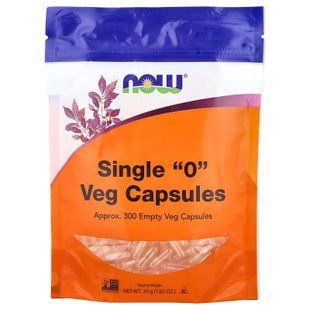 Порожні капсули "0", Single "0" Veg Capsules, Now Foods, 300 порожніх вегетаріанських капсул (29 г)