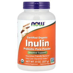 Інулін органічний, Inulin, Now Foods, чистий пребіотичний сертифікований порошок, 227 г
