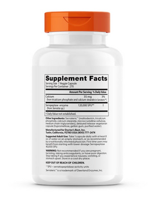 Серрапептаза високої ефективності, High Potency Serrapeptase, Doctor's Best, 120 000 МО, 270 капсул