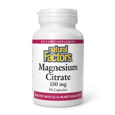 Цитрат магния, Magnesium Citrate, Natural Factors, 150 мг, 90 капсул