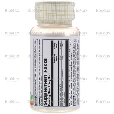 Био-цинк, Bio Zinc, Solaray, 15 мг, 100 капсул