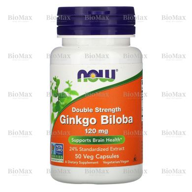 Гинкго Билоба, Ginkgo Biloba, Now Foods, 120 мг, 50 капсул