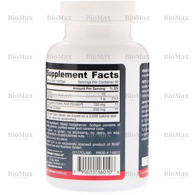 КЛК (Конъюгированная линолевая кислота), CLA, Jarrow Formulas, 750 мг, 90 мягких капсул