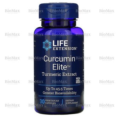 Куркумін, Curcumin Elite, Turmeric Extract, Life Extension, 500 мг, 30 капсул