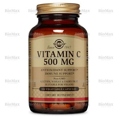 Витамин С, Vitamin C, Solgar, 500 мг, 100 капсул