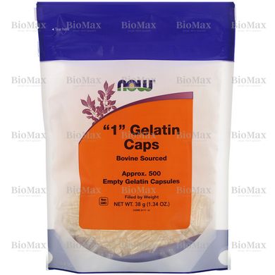 Желатинові капсули розмір "1", "1" Gelatin Caps, Now Foods, 500 капсул