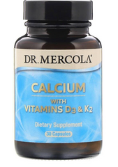 Кальций с витаминами Д3 и К2, Calcium with Vitamins D3 & K2, Dr. Mercola, 30 капсул