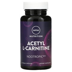 Ацетил L-карнітин, Acetyl L-Carnitine, MRM, 500 мг, 60 веганських капсул