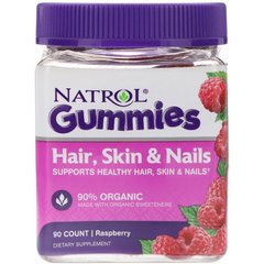 Жевательные конфеты для волос, кожи и ногтей, малиновый вкус, Hair, Skin & Nails, Natrol, 90 штук
