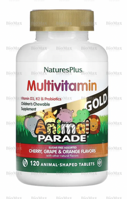 Витамины для детей (Children's Multi-Vitamin), ассорти вкусов, Nature's Plus, Animal Parade, 120 жевательных таблеток со вкусом ассорти