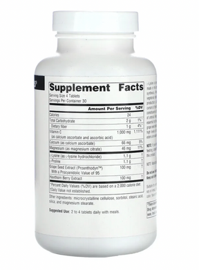 Лизин Пролин, L-Proline L-Lysine, Source Naturals, 550 мг, 120 таблеток