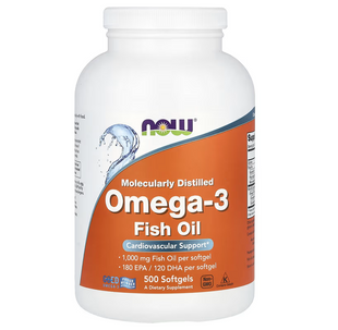 Омега-3 риб'ячий жир, Omega-3 Fish Oil, Now Foods, 2000 мг, 500 рибних капсул (1000 мг на капсулу)