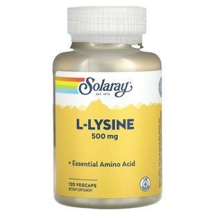 L-лізин, L-Lysine, Solaray, 500 мг, 120 вегетаріанських капсул