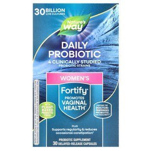 Пробіотики + пребіотик для жінок, Fortify, Nature's Way, повсякденний догляд, 30 млрд КУО, 30 капсул з відстроченим вивільненням