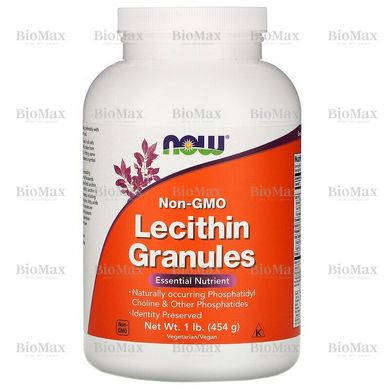 Лецитин в гранулах, Lecithin, Now Foods, без ГМО, 454 г