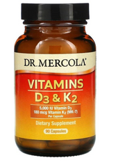 Вітаміни Д3 і К2, Vitamins D3 & K2, Dr. Mercola, 5,000 МО, 90 капсул