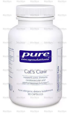 Котячий кіготь, Cat's Claw, Pure Encapsulations, для підтримки суглобів, імунної та серцево-судинної систем та здоров'я шлунково-кишкового тракту, 450 мг, 90 капсул