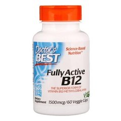 Витамин В12 (метилкобаламин), Fully Active, Doctor's Best, 1500 мкг, 60 капсул