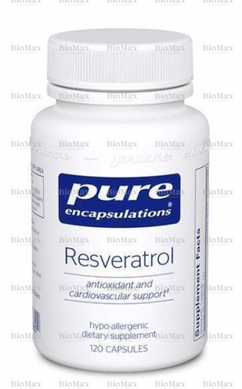 Ресвератрол, Resveratrol, Pure Encapsulations, 40 мг, 120 капсул