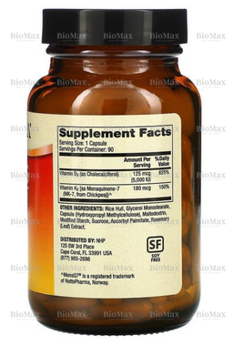 Вітаміни Д3 і К2, Vitamins D3 & K2, Dr. Mercola, 5,000 МО, 90 капсул