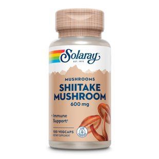 Гриби шиітаке, Shiitake Mushroom, Solaray, 600 мг, 100 вегетаріанських капсул