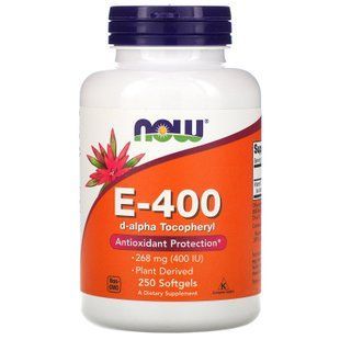 Вітамін Е, E-400, Now Foods, 400 МЕ, 250 капсул