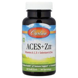 Витамины А, С, Е плюс селен и цинк, Aces + Zn, Carlson, 60 гелевых капсул