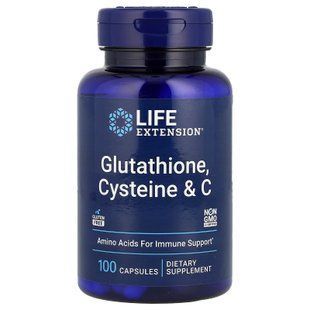 Глутатіон, цистеїн та вітамін С, Glutathione, Cysteine & C, Life Extension, 100 капсул