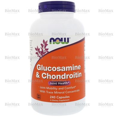 Глюкозамін і хондроїтин,Glucosamine & Chondroitin, Now Foods, 750/600 мг, 240 капсул