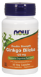 Гінкго білоба, Ginkgo Biloba, Now Foods, подвійна сила, 120 мг, 50 вегетаріанських капсул