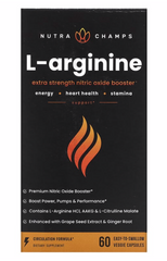 L-аргінін, L-Arginine, NutraChamps, 500 мг, 60 капсул