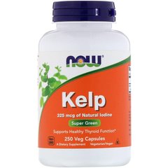 Натуральный Йод, (Ламинария), Kelp, Now Foods, 325 мгк, 250 капсул