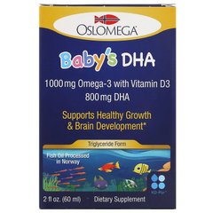 Омега 3 для детей с витамином Д3, Д-3, ДГК, Norwegian Baby’s DHA with Vitamin D3, Oslomega, 800 мг, 60 мл