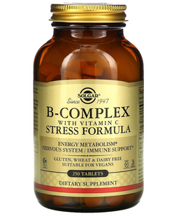 Комплекс вітамінів В + С, B-Complex with Vitamin C, Solgar, стрес формула, 250 таблеток