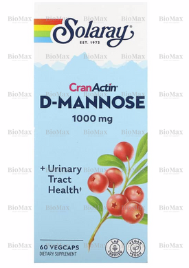 D-манноза с экстрактом клюквы, D-Mannose, Solaray, здоровье мочевыводящих путей, 60 капсул
