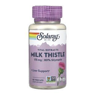 Розторопша, Milk Thistle, Solaray, Vital Extracts, 175 мг, 60 вегетаріанських капсул