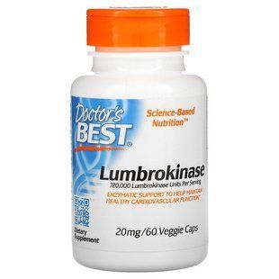 Люмброкиназа, Lumbrokinase, Doctor's Best, 20 мг, 60 капсул