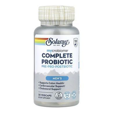 Комплексный пробиотик для мужчин, Mycrobiome Complete Probiotic Men's, Solaray, 50 млрд КОЕ, 30 вегетарианских капсул
