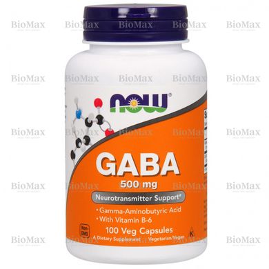 Гамма-аміномасляна кислота, GABA, Now Food, 500 мг, 100 капсул