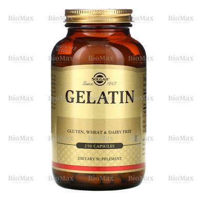 Желатин (гідролізат), Natural Gelatin, Solgar, 250 капсул