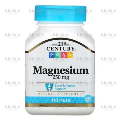 Магний, Magnesium, 21st Century, 250 мг, 110 таблеток