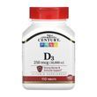 Вітамін D3, Vitamin D3, 21st Century, 250 мкг (10 000 МО), 110 таблеток